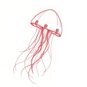 Loose Red Pencil Jellyfish Tattoo