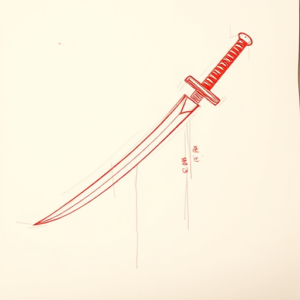 Loose Red Pencil Katana Tattoo