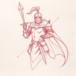 Loose Red Pencil Knight Tattoo