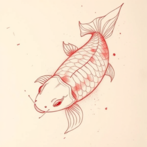 Loose Red Pencil Koi Tattoo