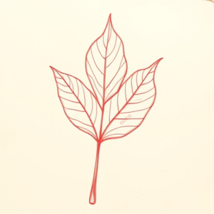 Loose Red Pencil Leaf Tattoo