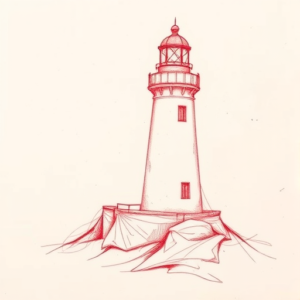 Loose Red Pencil Lighthouse Tattoo