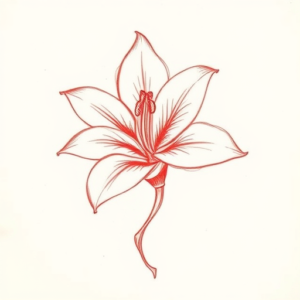 Loose Red Pencil Lily Tattoo