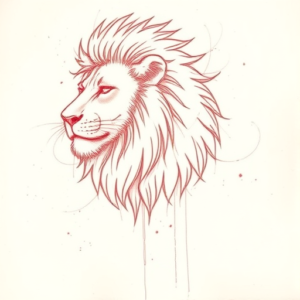 Loose Red Pencil Lion Tattoo