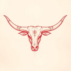 Loose Red Pencil Longhorn Tattoo