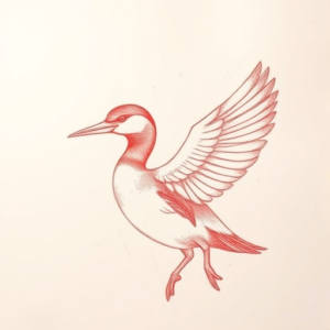 Loose Red Pencil Loon Tattoo