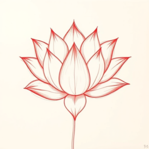 Loose Red Pencil Lotus Tattoo