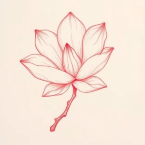 Loose Red Pencil Magnolia Tattoo