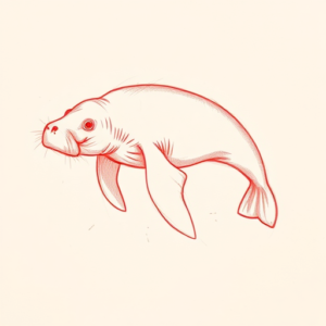 Loose Red Pencil Manatee Tattoo