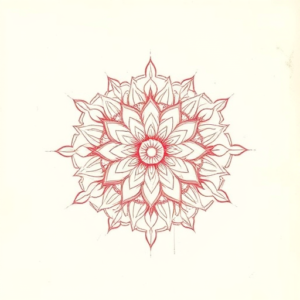 Loose Red Pencil Mandala Tattoo