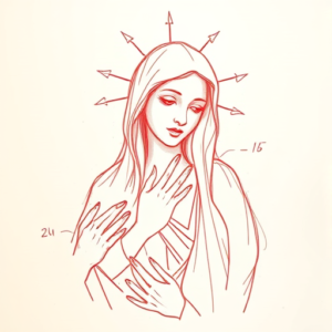 Loose Red Pencil Mary Tattoo