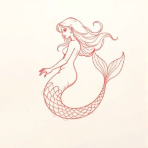 Loose Red Pencil Mermaid Tattoo