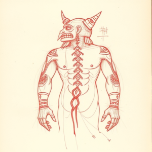 Loose Red Pencil Mictlantecuhtli Tattoo