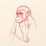 Loose Red Pencil Monkey Tattoo