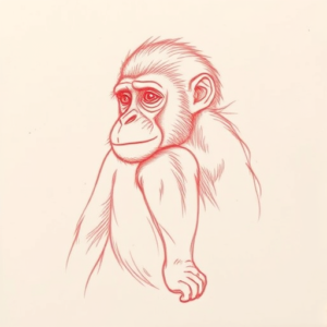 Loose Red Pencil Monkey Tattoo