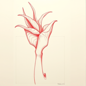 Loose Red Pencil Monstera Tattoo