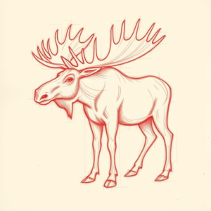 Loose Red Pencil Moose Tattoo