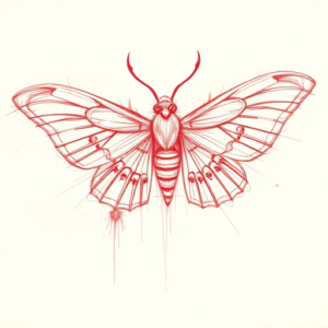 Loose Red Pencil Mothman Tattoo