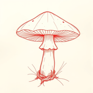 Loose Red Pencil Mushroom Tattoo