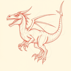 Loose Red Pencil Mythosaur Tattoo