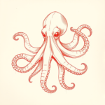 Loose Red Pencil Octopus Tattoo