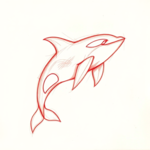 Loose Red Pencil Orca Tattoo