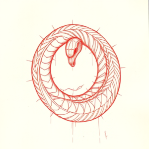 Loose Red Pencil Ouroboros Tattoo