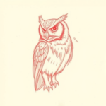 Loose Red Pencil Owl Tattoo