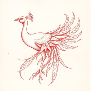 Loose Red Pencil Peacock Tattoo