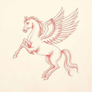 Loose Red Pencil Pegasus Tattoo