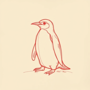 Loose Red Pencil Penguin Tattoo