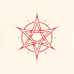 Loose Red Pencil Pentagram Tattoo