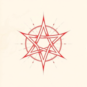Loose Red Pencil Pentagram Tattoo