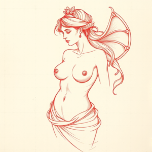 Loose Red Pencil Persephone Tattoo