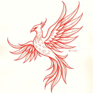 Loose Red Pencil Phoenix Tattoo