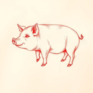 Loose Red Pencil Pig Tattoo