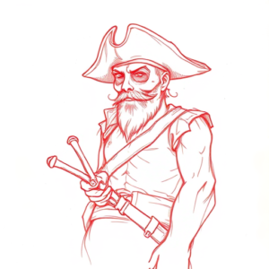 Loose Red Pencil Pirate Tattoo