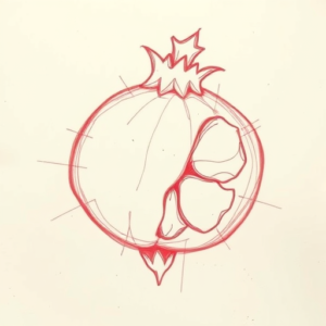 Loose Red Pencil Pomegranate Tattoo