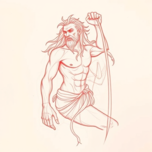 Loose Red Pencil Poseidon Tattoo