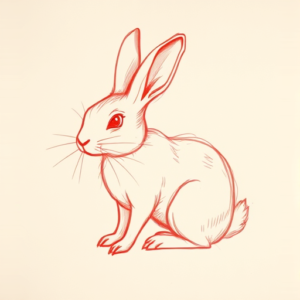 Loose Red Pencil Rabbit Tattoo