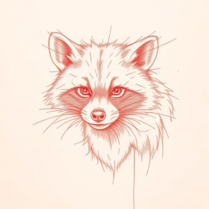 Loose Red Pencil Raccoon Tattoo
