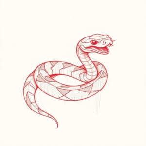 Loose Red Pencil Rattlesnake Tattoo