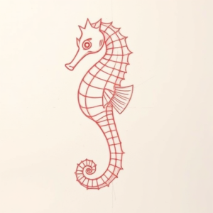 Loose Red Pencil Seahorse Tattoo
