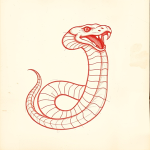 Loose Red Pencil Serpent Tattoo