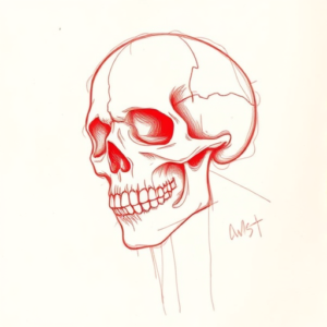 Loose Red Pencil Skull Tattoo