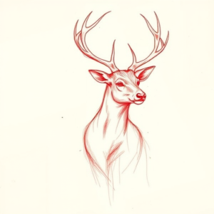 Loose Red Pencil Stag Tattoo