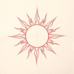 Loose Red Pencil Sun Tattoo