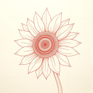 Loose Red Pencil Sunflower Tattoo