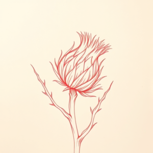 Loose Red Pencil Thistle Tattoo