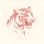 Loose Red Pencil Tiger Tattoo